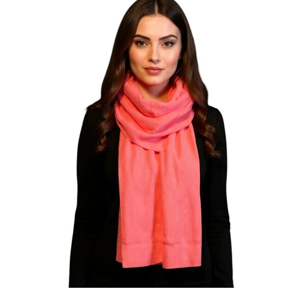 Vintage Harold's Scarf Wool Ribbed Rectangular 60x10" made in Italy Pink Scarave - Picture 1 of 6